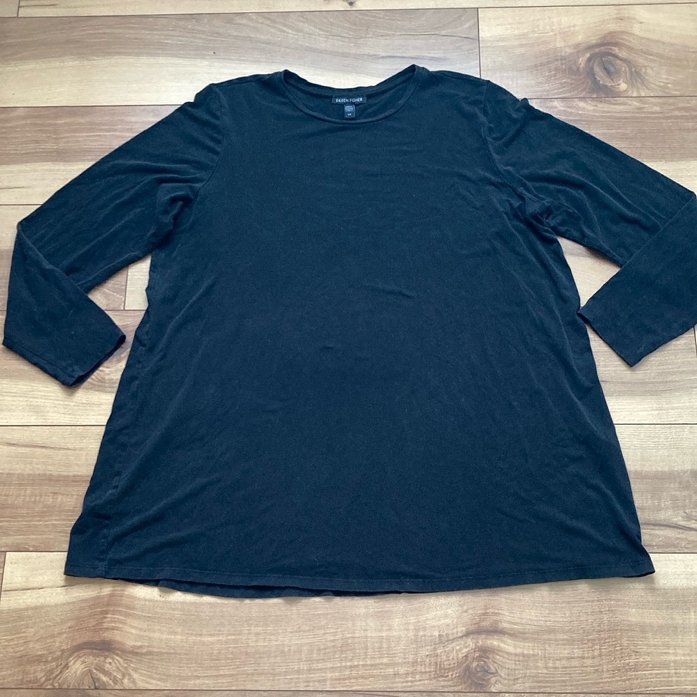 Eileen Fisher Black Long Sleeve Tencel Shirt